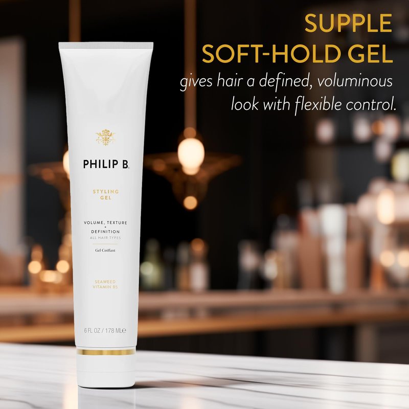 PHILIP B Styling Gel 6 oz. (178 ml) | Soft-Hold Hair Gel Enhances Body and Texture for Definition and Curl