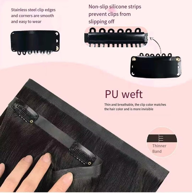 MYouan Seamless Body Wave Clip Ins PU Weft Clip In Hair Extensions Real Human Hair Clip Ins 16Inch 100% Unprocessed Human Hair Extensions 8pcs/set (20Clips120g)