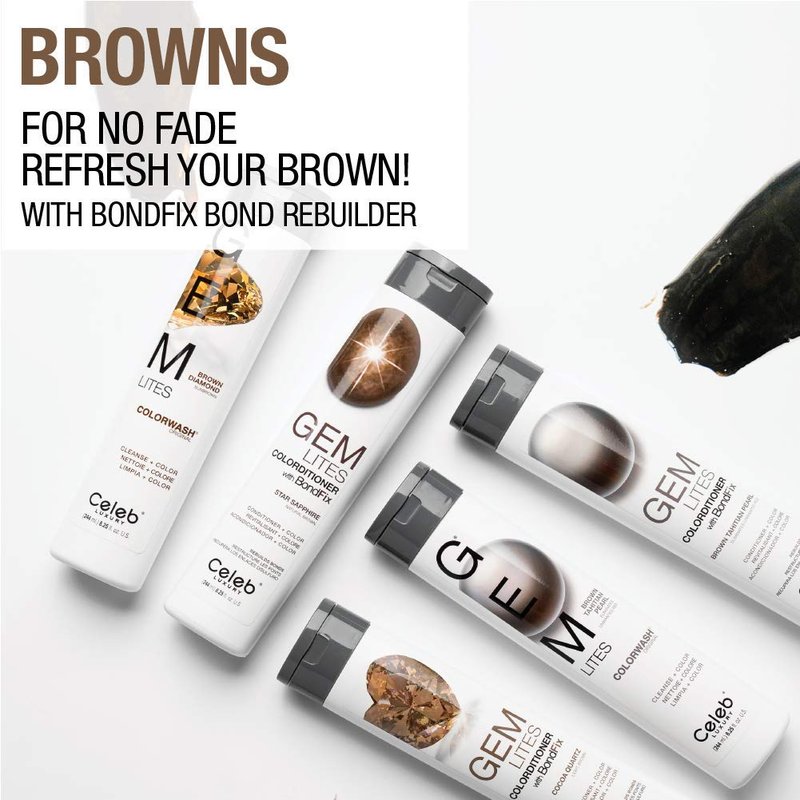 Celeb Luxury Colorwash Color Depositing Conditioner - Color Refresher , Vegan Hair Dye Mask, Bondfix Bond Rebuilder, Gem Lites Brown Tahitian Pearl