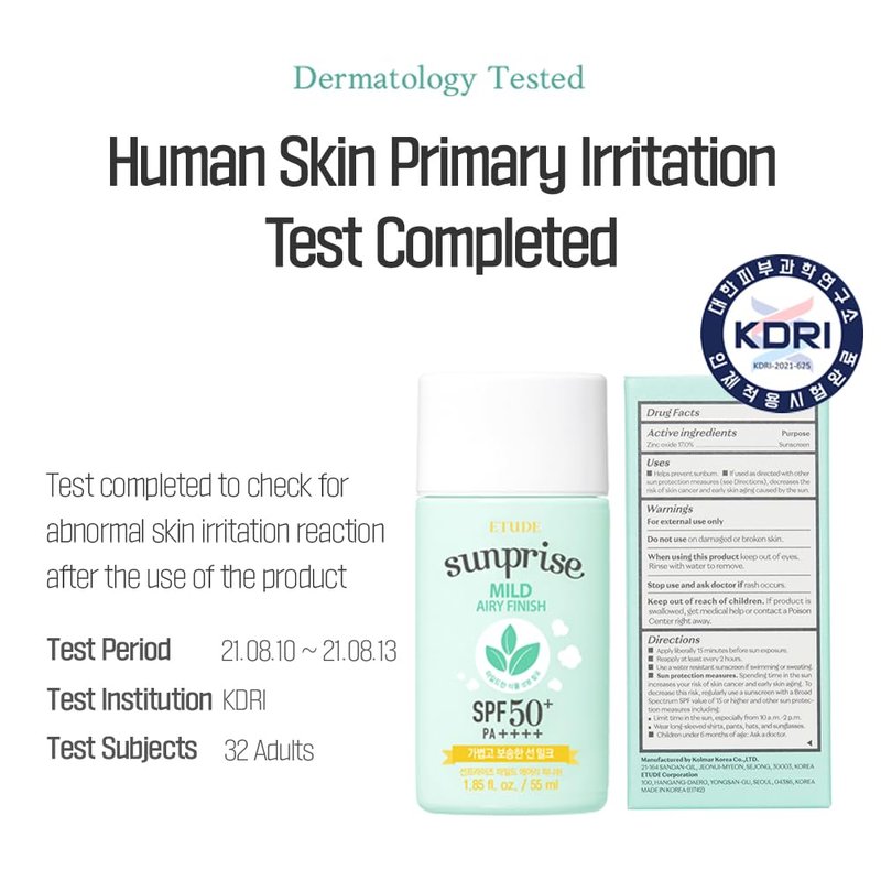 ETUDE Sunprise Mild Airy Finish Sun Milk Duo Set (55ml*2) SPF50+ / PA++++ | Sebum-free, Non-Sticky, Long Lasting Protection, 100% Mineral Based Korean Sunscreen, Korean Skin Care, Pefect for Gift