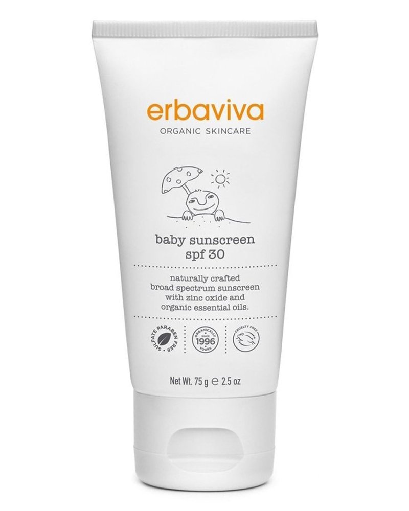 Erbaviva Organic Baby Sunscreen 2.5 Ounce - Coral Reef Safe, Natural, UVA & UVB Protection, Water Resistant, Infused with Essential Oils