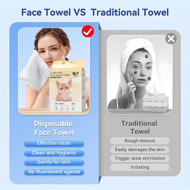 Hanging Disposable Face Towels 2-Pack (400 Count), Wall Mount for Easy Dispensing, Ultra Soft & Lint-Free 8x8 Inch Dry Wipes for Makeup Removal, Sensitive Skin & Daily Skincare