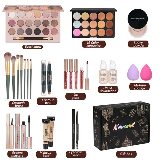 KAVCENT Makeup Kit Makeup Sets for Teens Makeup kits for Women Teenagers Make up Eyeshadow Palette Foundation Concealer Lipgloss Loose Powder Makeup Kit for Women Full Kit