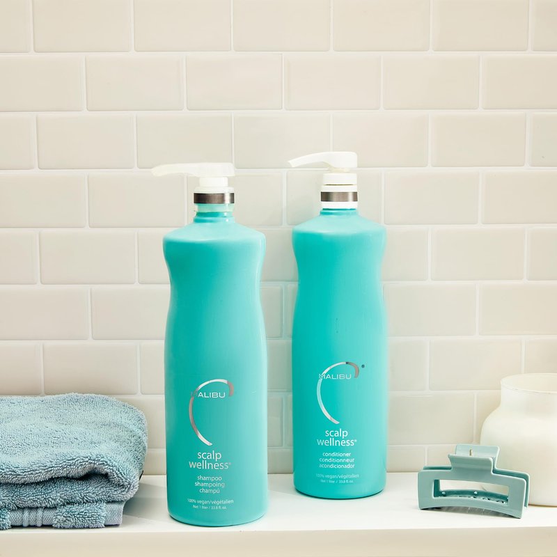 Malibu C Scalp Wellness Conditioner (33.8 oz) - Scalp Soothing Hair Conditioner with Eucalyptus + Spearmint Oil - Sulfate-Free Moisturizing Dry Scalp Conditioner