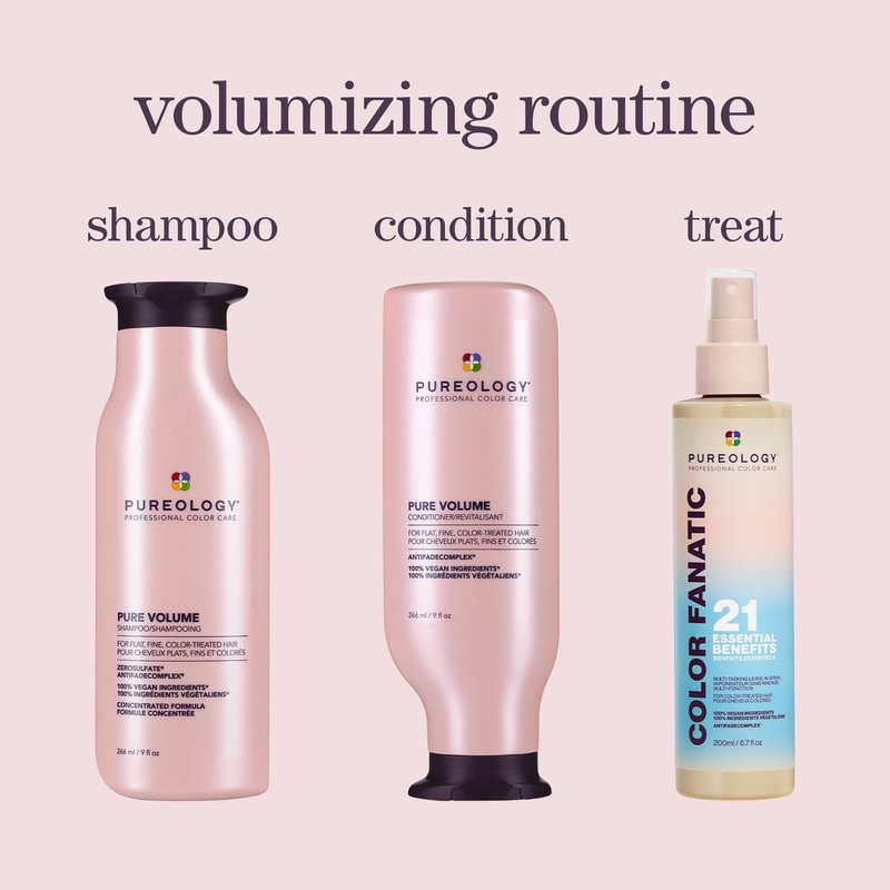 Pureology Pure Volume Shampoo & Conditioner Set - Enhances Volume and Movement, For Flat, Fine, Color Treated Hair, Lightweight, Sulfate-Free & Vegan, 9 Fl oz