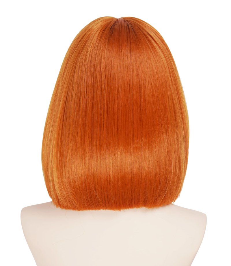 NJJYXH 14 Inches Ginger Wigs for Women Short Straight Bob Auburn Wig with Copper Red Bangs Synthetic Hair for Daily Use,Cosplay, Halloween