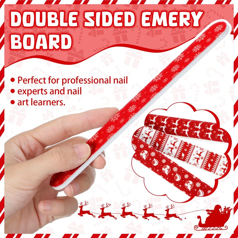 Lanties 45 Pack Christmas Nail Files Gifts Bulk Holiday Emery Boards Double-Sided Christmas Party Nail Files Bulk Stocking Stuffers Christian Gifts for Women Customers Coworkers Staff(Reindeer)
