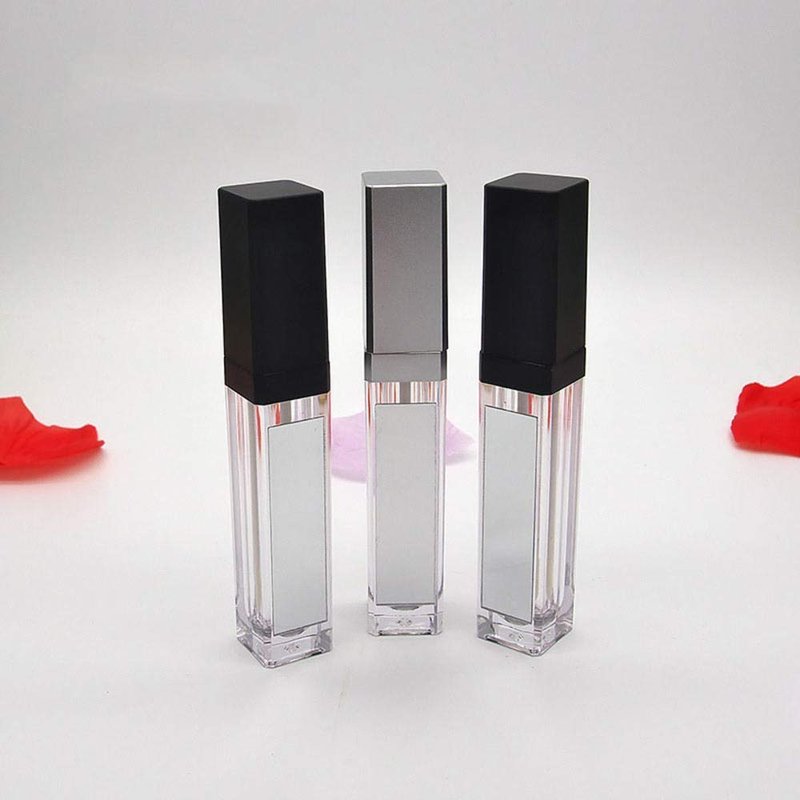 Healthcom 10 Pcs 7.5ml Plastic Square Clear Lip Gloss Tubes Vials with Mirror LED Light Lip Glaze Tube Bottles Refillable Makeup Lipstick Tube DIY Cosmetic Container Travel for Woman Girl(Silver)