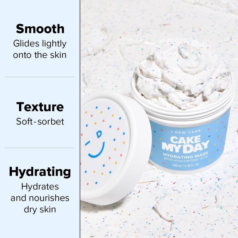 I DEW CARE Wash Off Face Mask - Cake My Day | With Hyaluronic Acid, Self Skin Care, Facial Treatment, Vegan, Cruelty-Free, Paraben-Free, Exfoliating, Deep Cleansing Detox, Stocking Stuffers, 3.38 Oz