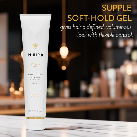 PHILIP B Styling Gel 6 oz. (178 ml) | Soft-Hold Hair Gel Enhances Body and Texture for Definition and Curl