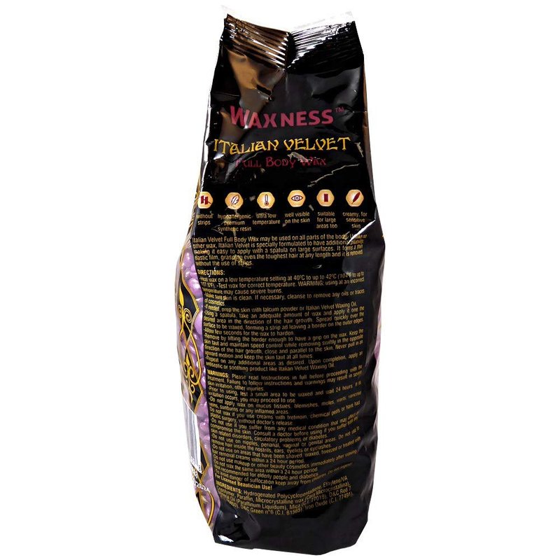 Waxness Italian Velvet Hard Wax Beads 2.2 lb (1 kg) – Premium Synthetic Rosin-Free Stripless Wax with Multidirectional Formula for Full Body and Large Areas, Professional Use – Made in Italy