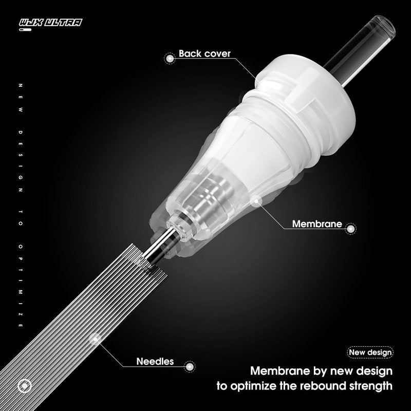 WJX Ultra 1013RM Tattoo Cartridge Needles, #10 Bugpin 13 Round Magnum, 20Pcs Disposable Tattoo Needles for Shading, Blending and Color Packing, Compatible with All Rotary Tattoo Machines and Pen