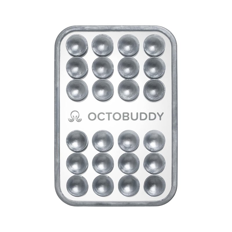 OCTOBUDDY Mirror – Amazon-Exclusive Suction Cup Phone Mount with Built-in Mirror – Silver Swirl Hands-Free Grip for Videos & Selfies (2.6″ x 3.9″)
