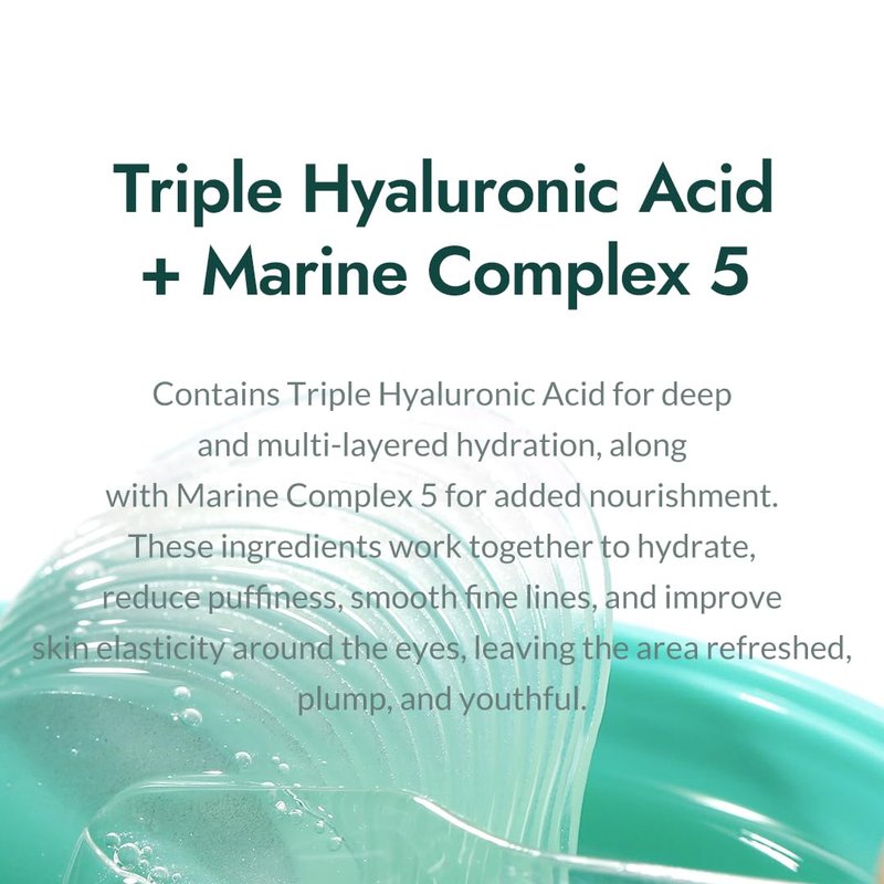 MIZON Triple Hyaluronic Acid Eye Gel Patches – Hydrogel Eye Masks with Seaweed Extract for Deep Hydration, Plumping & Soothing – 60 Pcs Under-Eye Treatment for Dryness & Fine Lines