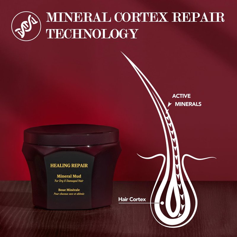 Saphira Healing Repair Mud Hair Mask with Dead Sea Minerals – Deep Repair Treatment for Dry & Damaged Hair – Hydrating Strength & Shine – Professional Hair Care 8.5oz / 250ml