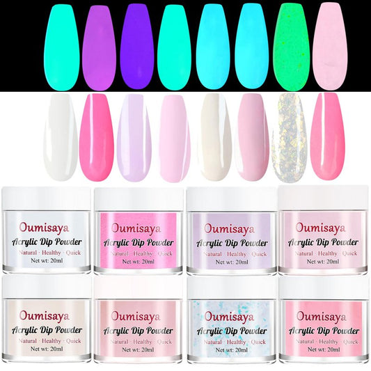 Glow in the dark Acrylic Nail Powder Clear Pink White Colors Set for French Nail Art Design 20ML/PCS (AP080)