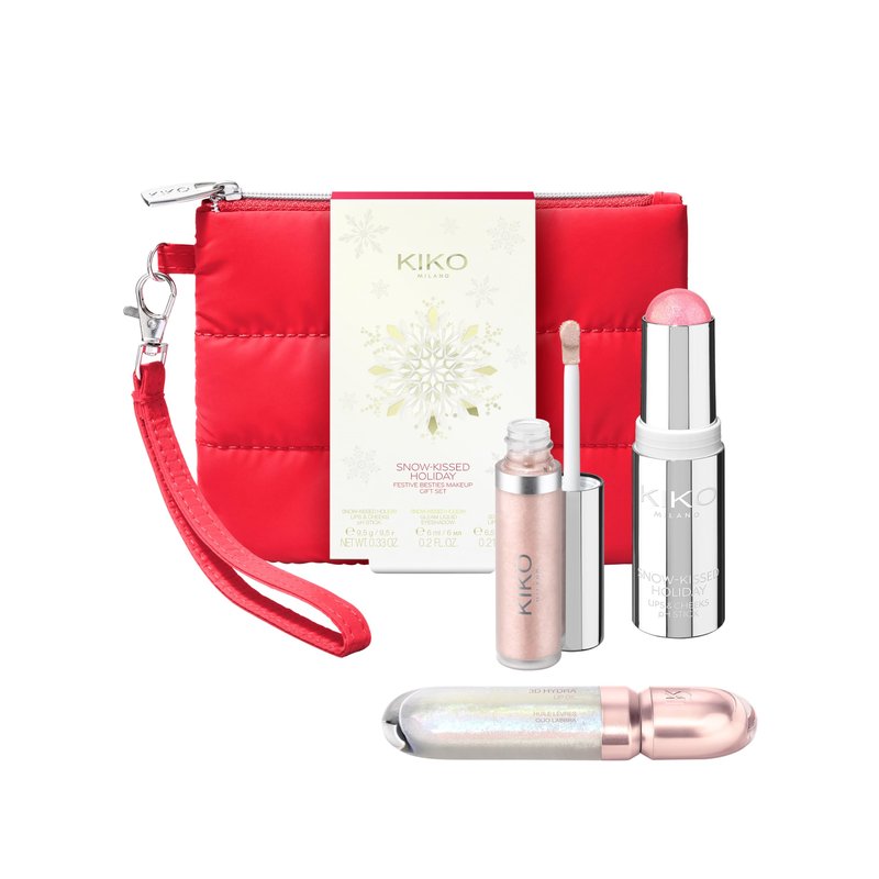 KIKO Milano|Snow-Kissed Holiday Festive Besties Make Up Gift Set|Makeup Gift Set: lip and cheek stick, liquid eyeshadow and lip oil