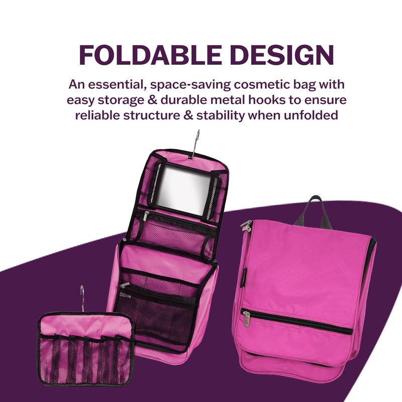 Dream Duffel Hanging Cosmetic Case for Women & Kids, Travel Toiletry Bag with Pockets & Mirror, Holds Dance Competition Essentials, 9”x10”, Black
