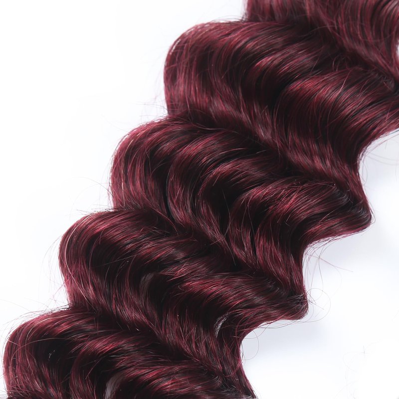 RESACA Deep Wave Bulk Human Hair for Braiding 20 Inch 100g 2 Bundle Boho Braids Human Hair Water Wet and Wavy 100% Unprocessed Brazilian Virgin Hair Extensions Kinky Curly （99j）