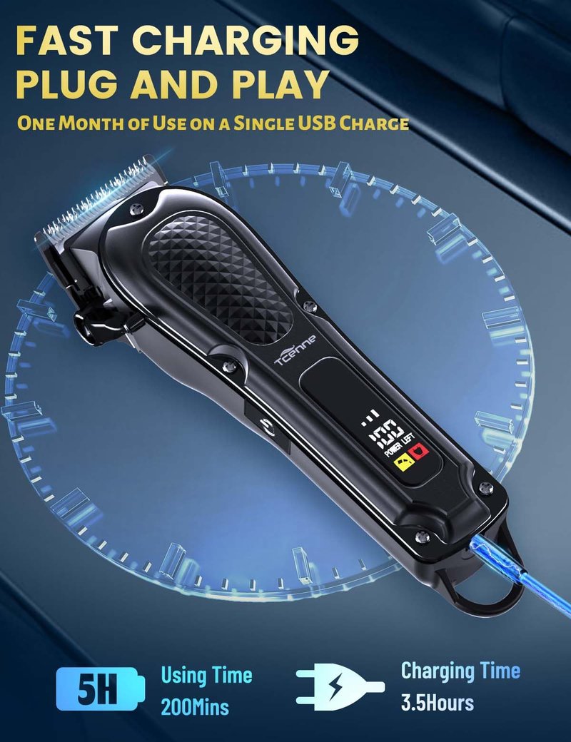 TCENNE Hair Clippers for Men,Professional Barber Clippers,Cordless&Corded Barber Clippers for Hair Cutting & Grooming Rechargeable Beard Trimmer