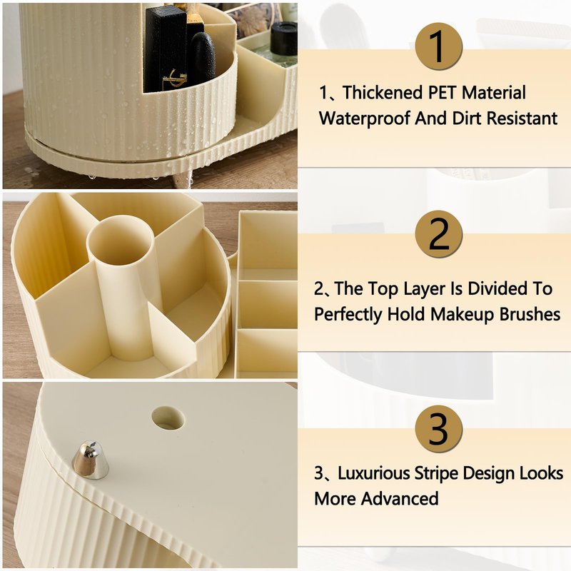 RUIQING New 360 Rotating Makeup Organizer - Large-Capacity Vanity Organizer, Stores Makeup Brushes and More, Keeps Countertop Clean and Tidy