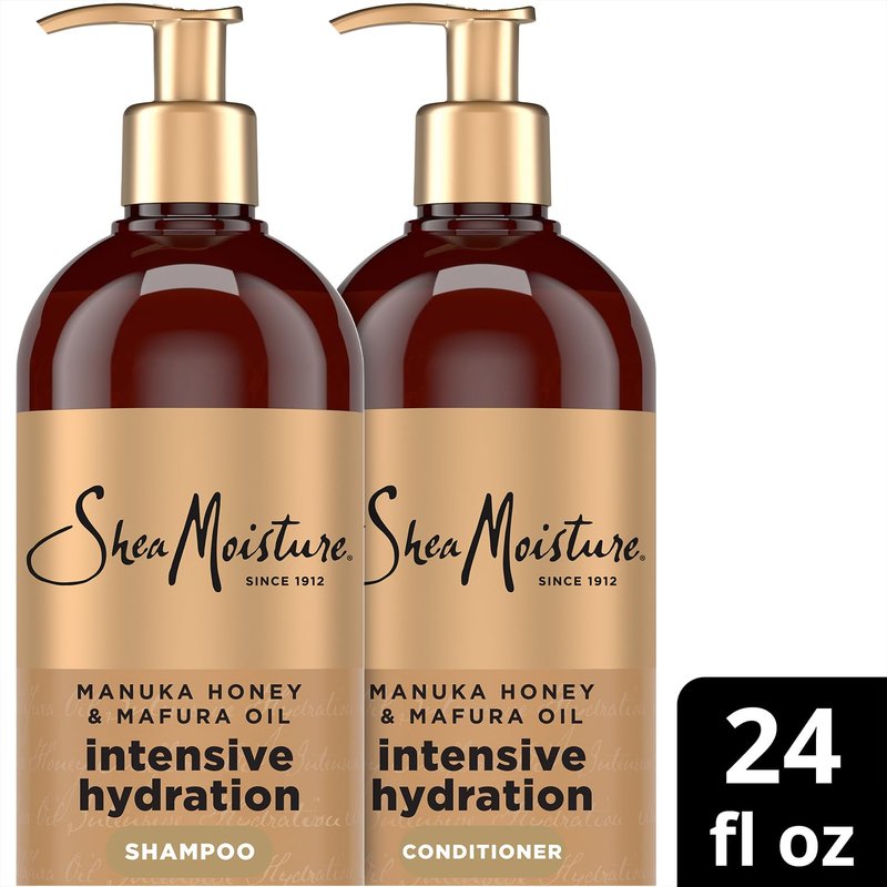 Shea Moisture Shampoo & Conditioner Set – Intensive Hydration Hair Care Formulas with Manuka Honey & Mafura Oil for Extra Dry, Damaged Hair, 24 Oz Ea
