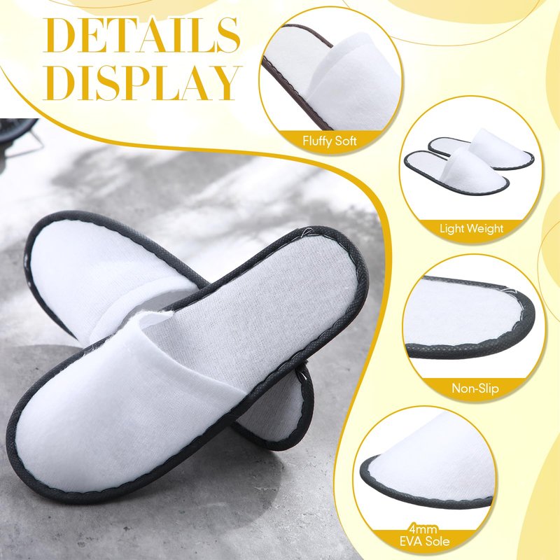 Twistover 30 Pairs Disposable House Slippers for Guests, Bulk House Slipper Color Non Slip Pack for Hotel, Spa, Wedding, Travel, Party, Shoeless Home, Adult Men and Women