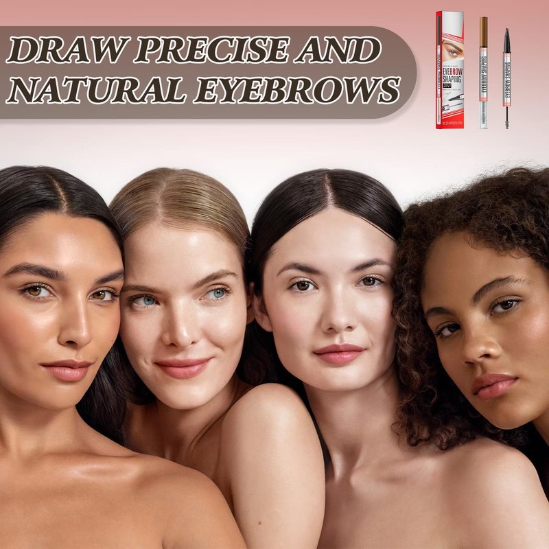 2-in-1 Eyebrow Pencil with Gel,2025 NEW Waterproof Magic Eyebrow Pencil,Dual-Ended 3D Microblading Eyebrow Pen with 4 Tip & Eyebrow Brush, Makeup Long-Lasting Eyebrow Pen for Women (4PCS)