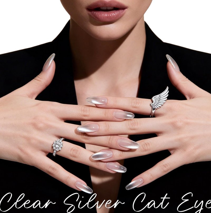 AZUREBEAUTY Translucent Silver Cat Eye Gel Nail Polish 18ML – Magnetic Moonlight Shimmer Soak Off UV/LED Gel Polish, Silver Reflective Color for Nail Art, DIY Manicure & Salon Use