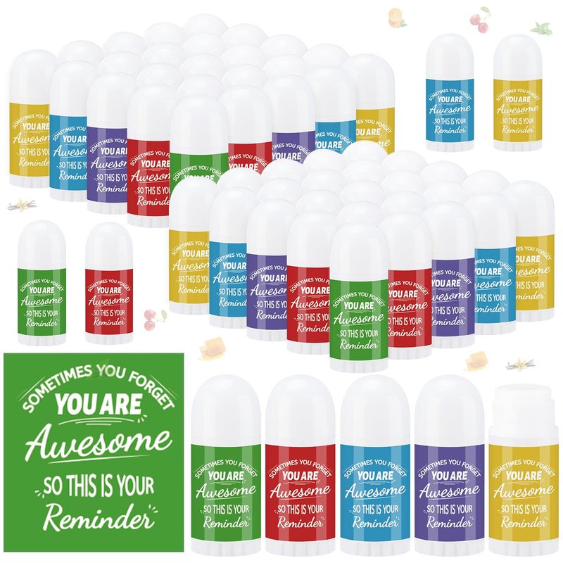 50 Pcs Mini Lip Balms Thank You Bulk Gifts for Women Teacher Inspirational Appreciation Gifts Natural Ingredients Lip Balms Thank You Employee Appreciation for Coworkers Employee
