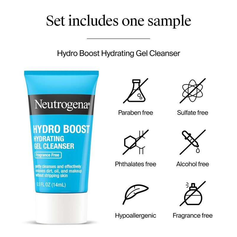 Neutrogena Hydro Boost Hydrating Gel Cream Face Moisturizer for Sensitive Skin 1.7 fl oz plus Hydrating Gel Cleanser 0.5 fl oz Alcohol and Fragrance Free Hyaluronic Acid Daily Hydration Routine