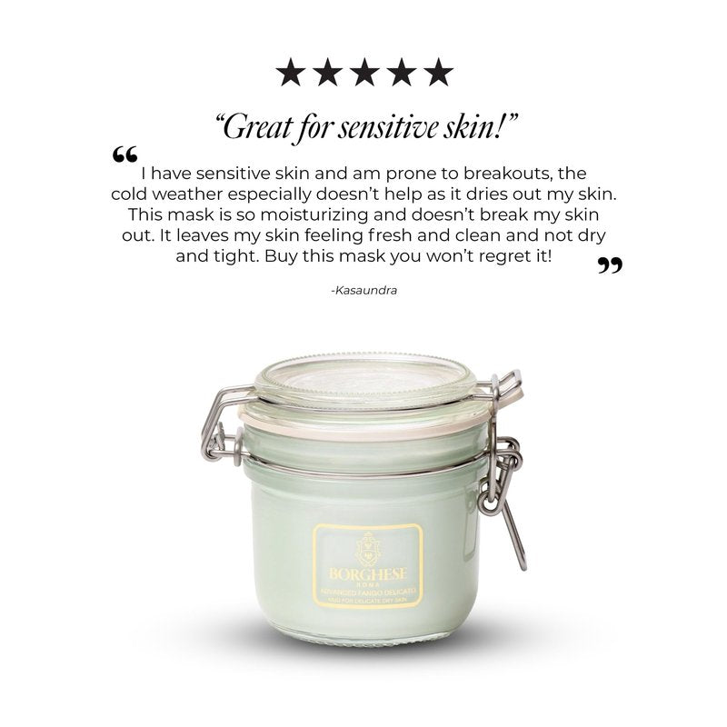 Borghese Advanced Fango Delicato Mud Mask - Hydrating Face Mask with Kaolin Clay, Aloe, Hydrolyzed Collagen & Hyaluronic Acid for Normal & Dry Skin