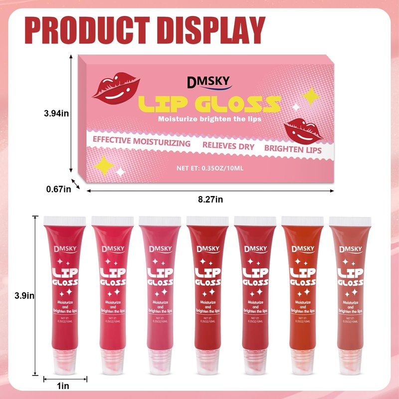 Dmsky Lip Gloss Set 12 Pack,12 Colors Lip Gloss for Women, Moisturizing Lip Gloss Bulk with Vitamin E for Dry Cracked Lips