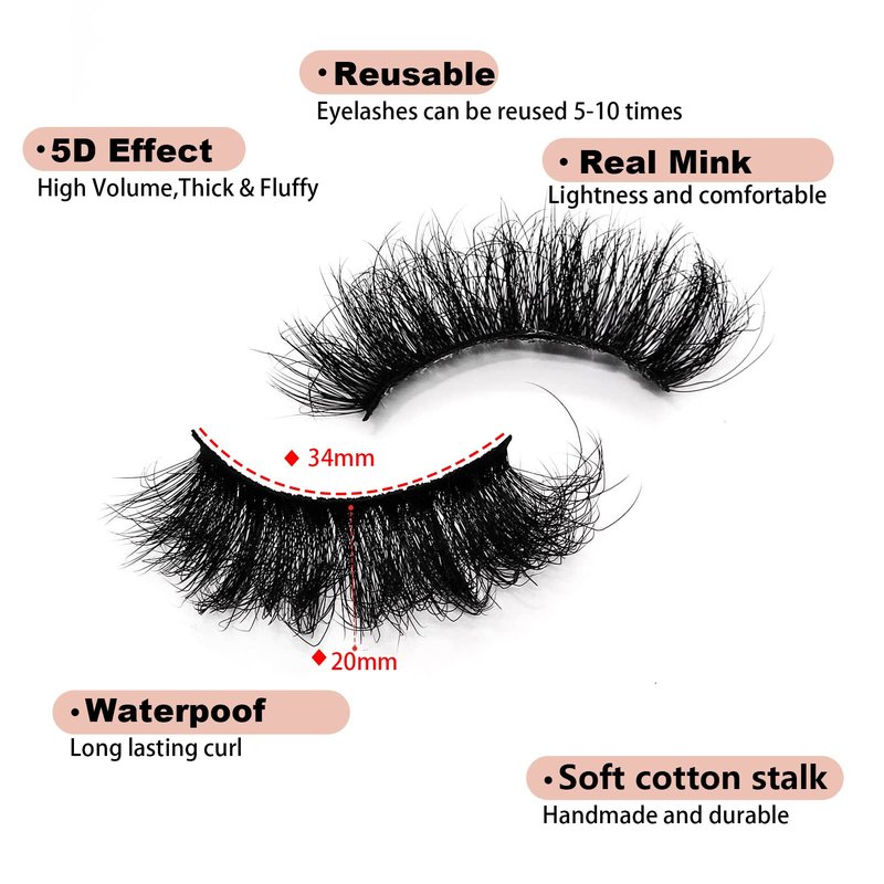 TIKILEY Mink Eyelashes Fluffy 20 MM 3D Thick Big Faux Mink Lashes Natural Look, Wholesale Cat Eye Dramatic Long 20MM Eye Lashes Pack