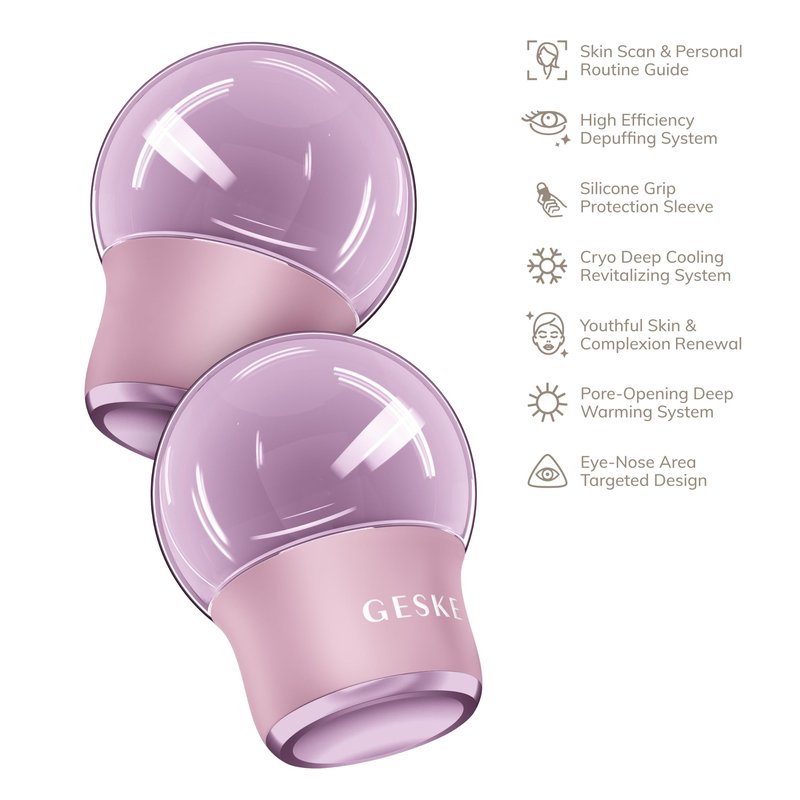 GESKE SmartAppGuided™ Cool & Warm Face & Body Massager | 7 in 1 | Multifunctional Massager | Face & Body | Battery-free Cooling & Warming | Firms, Relaxes & De-Puffs Skin | Globular Design