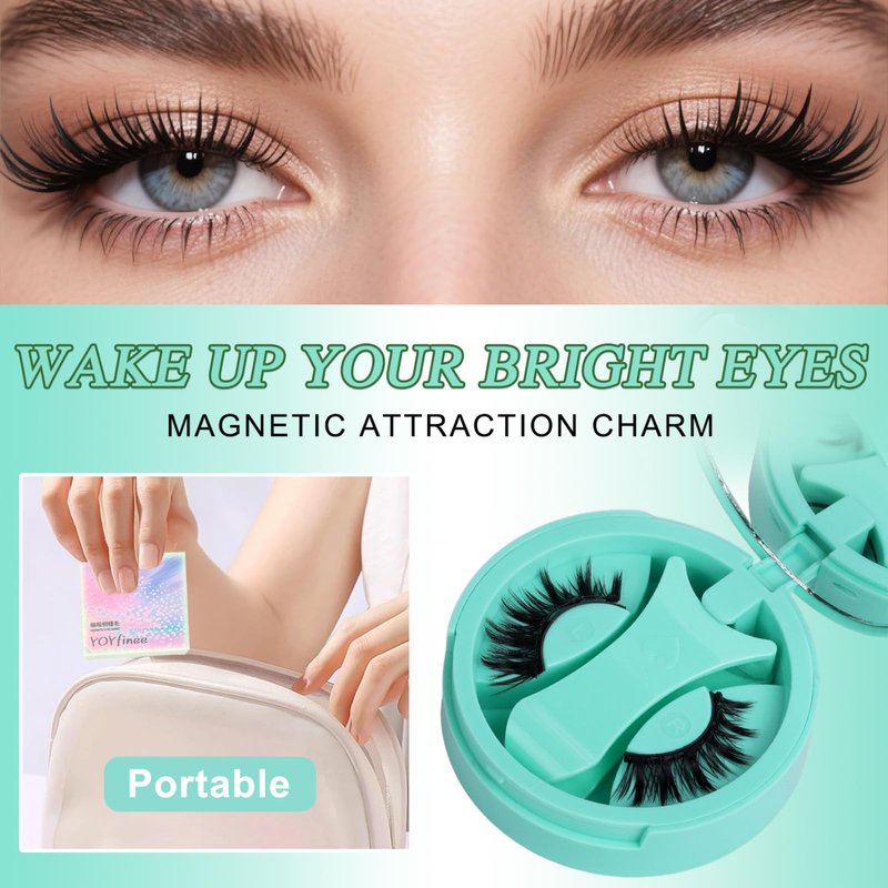 YOYfinee Magnetic Eyelashes with Applicator, Reusable Comfortable Magnetic Eyelashes, No Glue No Eyeliner Needed, Soft Magnets False Eyelashes, Easy to Wear(Z1)