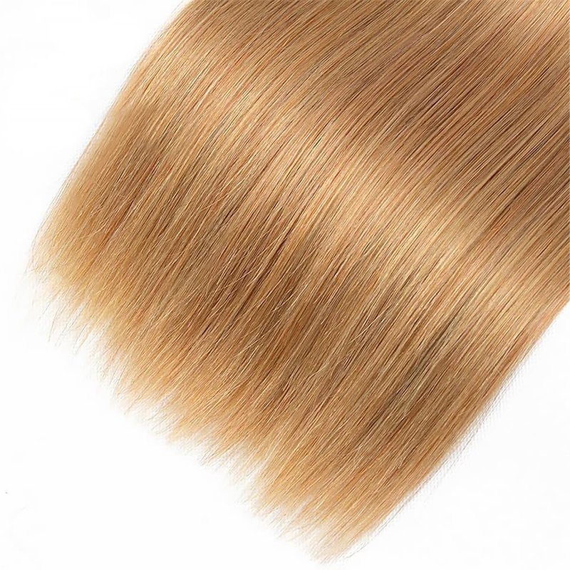 Honey Blonde Human Hair Bundles 14 16 18 Inch Straight Bundles Human Hair Unprocessed Native Virgin Hair 100/PC 3 Extensions #27 Blonde Color Wet and Wavy Human Hair Extensions for Women