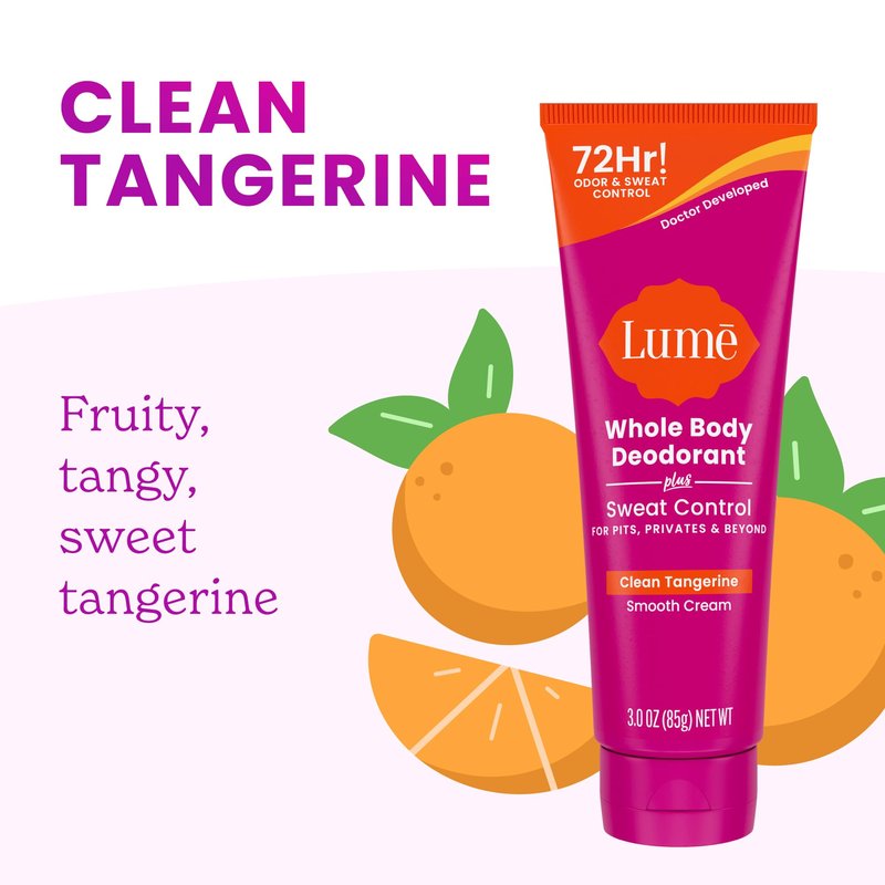 Lume Whole Body Deodorant Plus Sweat Control - Smooth Cream Tube - 72 Hour Odor And Sweat Control - Baking Soda Free, Skin Loving - 3.0 ounce (Pack of 2) (Soft Powder)