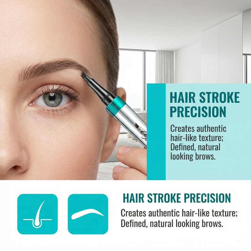 YeMoMo Waterproof Eyebrow Pencil, 36H Long-Lasting, Professional Liquid Brow Makeup, 5 Colors Available, Angled Tip Design (2#Dark Brown)