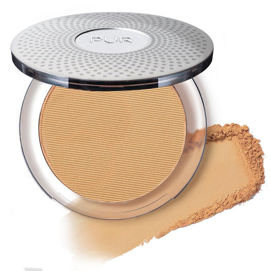 PÜR MINERALS 4-in-1 Pressed Mineral Makeup Powder Foundation with SPF 15 - Concealer & Finishing Compact Pressed Powder for Face - Buildable Medium to Full Coverage Foundation Powder