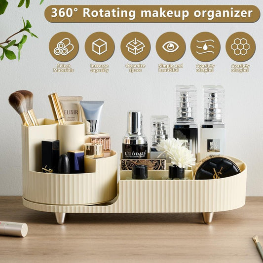 RUIQING New 360 Rotating Makeup Organizer - Large-Capacity Vanity Organizer, Stores Makeup Brushes and More, Keeps Countertop Clean and Tidy