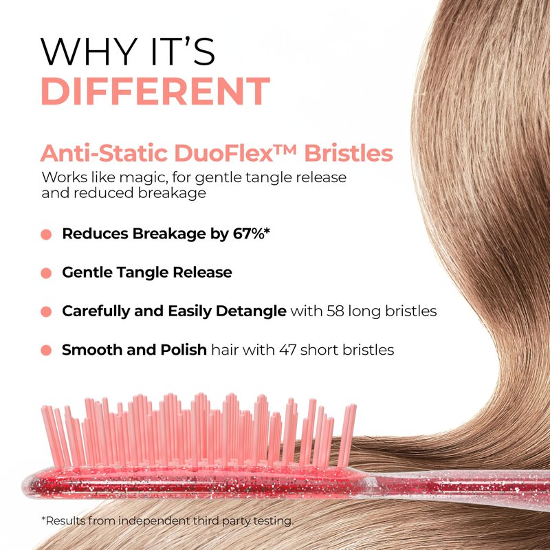FHI Heat UNbrush Detangling Brush for Pain-Free Brushing on All Wet or Dry Hair Types — Durable DuoFlex Anti-Static Bristles, Lightweight Handle, Vented Hair Brush, Ruby Peach