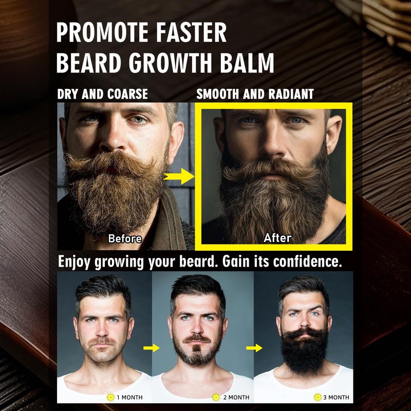 FEBOTE 2 Pack Biotin Beard Balm Set for Men – Natural & Sandalwood Butters – Non-Itchy, Moisturize, Strengthen & Shape Beards – Grooming Gift Set for Father's Day, Anniversaries, Christmas