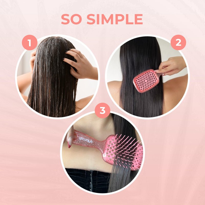FHI Heat UNbrush Detangling Brush for Pain-Free Brushing on All Wet or Dry Hair Types — Durable DuoFlex Anti-Static Bristles, Lightweight Handle, Vented Hair Brush, Ruby Peach