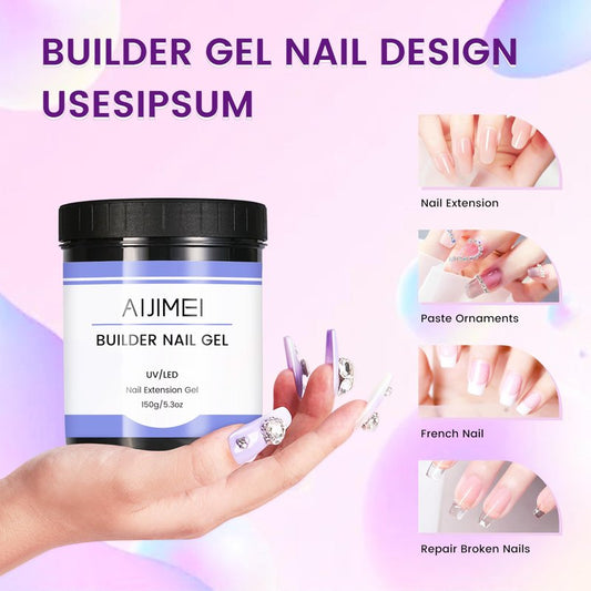 AIJIMEI150g Nude Color Hard Builder Gel Carving Patterns Decoration DIY Nail Design Nail Extension Gel for Salon &Home Use