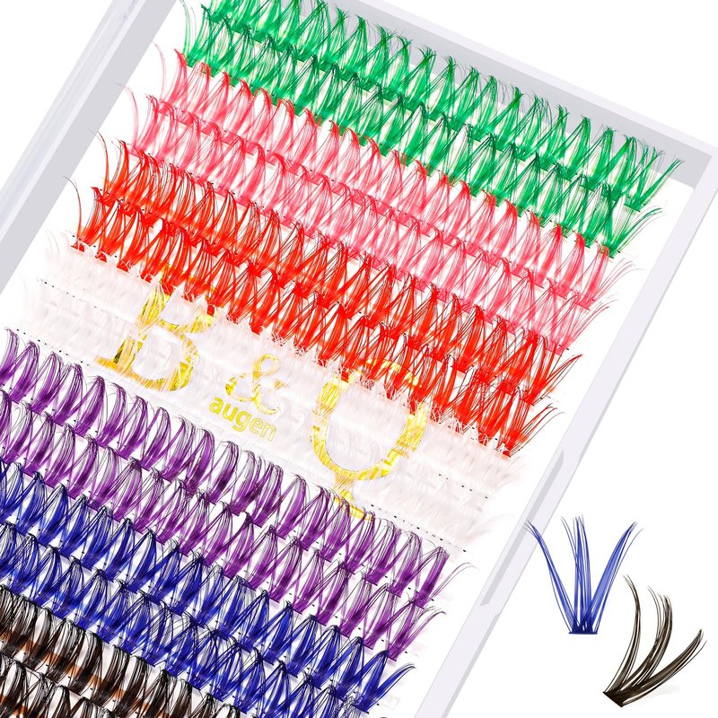 Lash Clusters Colored DIY Eyelash Extensions 280 Clusters Lashes 40D-D-13mm LASH 7 Color Mix Volume Eyelash Clusters Wispy Individual Lashes Cluster DIY at Home(7MIX,40D-D-13mm)
